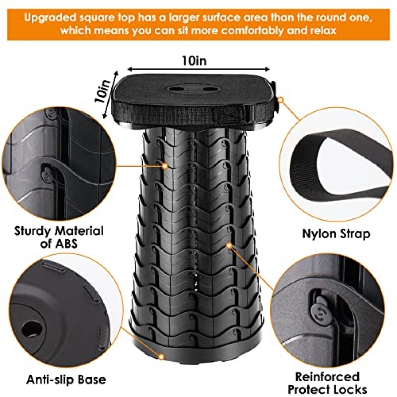 Aboutool 접이식 캠핑 의자, 정사각형 접이식 휴대용 의자, 탄성 시트 쿠션 및 조절 가능한 나일론 가방이 있는 접이식 의자, 견고한 경량 접이식 접이식 의자, 최대 하중 550lb