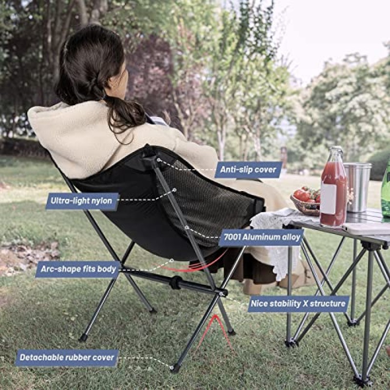 G2 GO2GETHER 초경량 접이식 캠핑 의자, 경량 립스톱 패브릭, 내구성 있는 알루미늄 합금 프레임, 통기성 메쉬, 휴대 용이, 컴팩트한 보관 크기(1 또는 2팩)