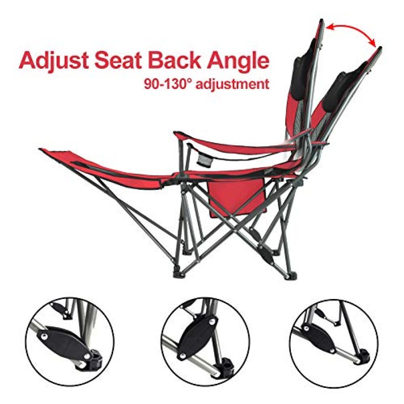야외 생활 선타임 리클라이닝 캠핑 의자, Removabel 발판이 있는 접이식 휴대용 메쉬 의자