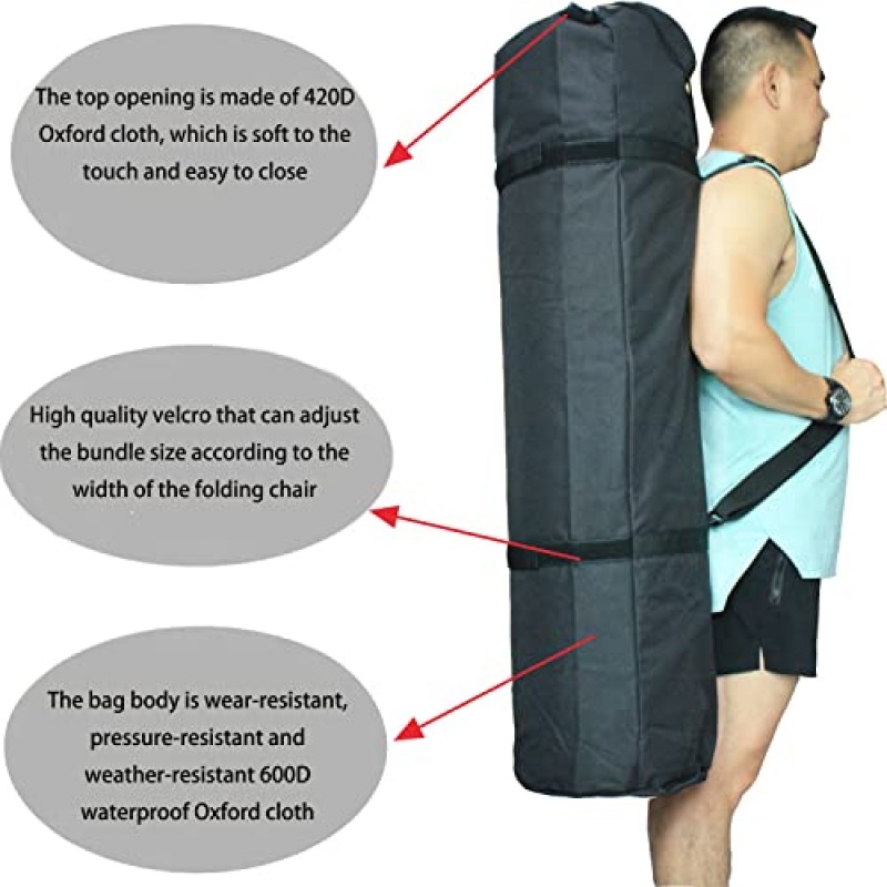 접이식 의자 교체 가방, 접이식 캠핑 의자(48인치)용 어깨끈이 있는 튼튼한 캠프 의자 보관 가방 운반용 가방