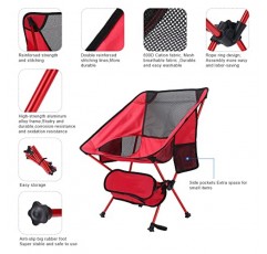 휴대용 접이식 캠핑 의자, 해변, 야외, 하이킹을 위한 성인용 초경량 배낭 의자(빨간색)