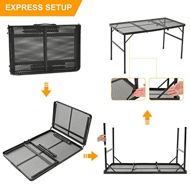 Goaylate 접이식 캠핑 테이블 피크닉 비치 파티 실내 실외 바베큐용 개폐식 접이식 경량 컴팩트 데스크(47.2