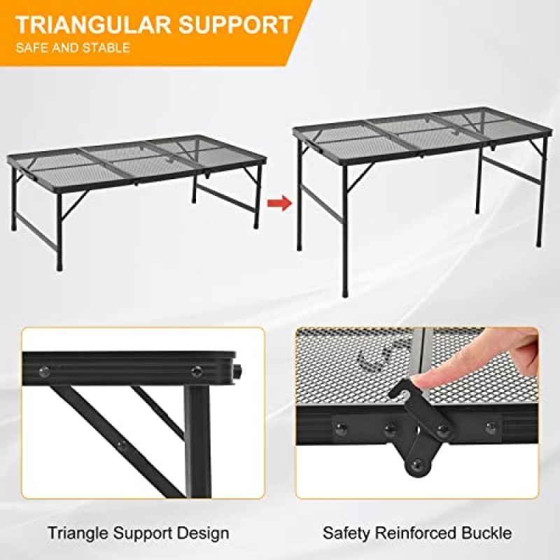 Goaylate 접이식 캠핑 테이블 피크닉 비치 파티 실내 실외 바베큐용 개폐식 접이식 경량 컴팩트 데스크(47.2