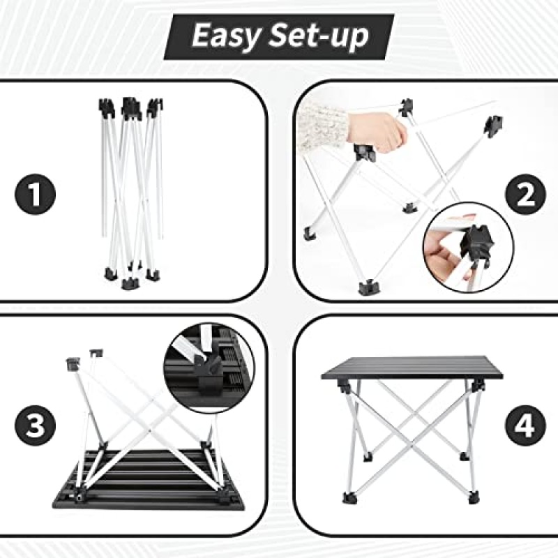 GEERTOP 휴대용 접이식 캠핑 테이블 경량 알루미늄 테이블 탑 접이식 캠프 사이드 테이블 야외 캠핑 피크닉 배낭 바베큐 요리를위한 접이식 해변 테이블