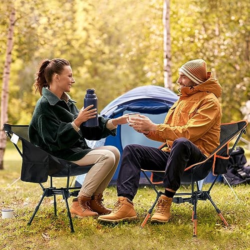 Sportneer 경량 휴대용 캠핑 의자, 성인용 조절 가능한 높이 캠프 의자 접이식 소형 배낭 의자 캠핑 하이킹 잔디 피크닉 외부 여행을 위한 야외 의자