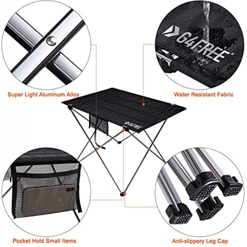 G4Free 초경량 휴대용 접이식 캠핑 테이블 야외 캠핑 하이킹 피크닉을위한 운반 가방이있는 소형 롤업 테이블