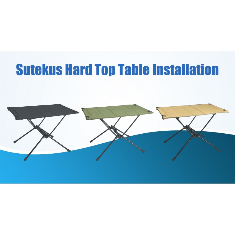 Sutekus 휴대용 캠핑 테이블 캠핑 하이킹 배낭 피크닉 파티오용 하드 탑이 있는 경량 접이식 테이블 (블랙)