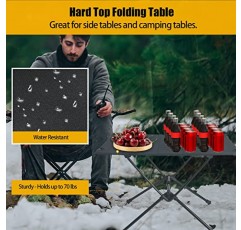 Sutekus 휴대용 캠핑 테이블 캠핑 하이킹 배낭 피크닉 파티오용 하드 탑이 있는 경량 접이식 테이블 (블랙)