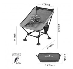 ROCK CLOUD 휴대용 캠핑 의자 초경량 접이식 의자 야외 캠프 하이킹 배낭 여행 잔디 해변 스포츠 그레이