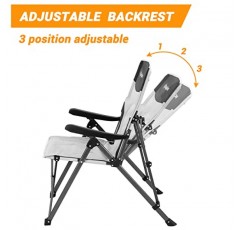 KingCamp 3 위치 조정 가능한 캠핑 의자 외부 휴대용 패딩 등받이 캠프 의자(검정색/회색)를 위한 헤비 듀티 하이 백 대형 의자