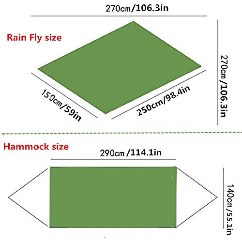 레인 플라이 방수포와 모기장 텐트 트리 스트랩이 있는 캠핑 해먹, 가든 비치 여행 배낭 하이킹 야드 야외 활동을 위한 휴대용 싱글 더블 나일론 낙하산 해먹 레인플라이 세트