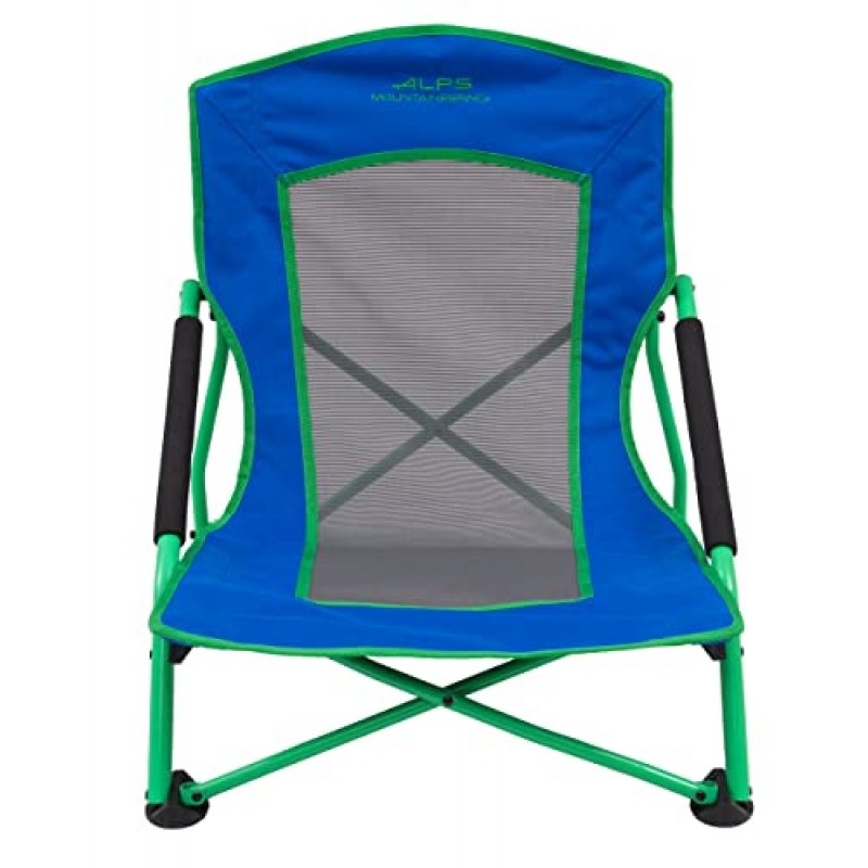 ALPS Mountaineering Rendezvous 팔걸이가 있는 성인용 로우 캠핑 의자, 쿨 메쉬 센터, 파우더 코팅 강철 프레임, 컴팩트한 접이식 디자인 및 휴대용 가방