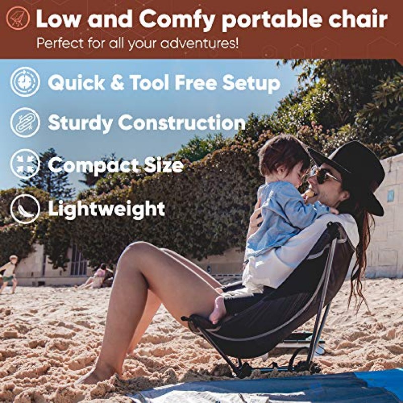 TREKOLOGY YIZI LITE 성인, 어린이, 낮은 하이킹 배낭 의자를 위한 초경량 캠핑 의자 경량 캠프 의자, 배낭 휴대용 해변 의자