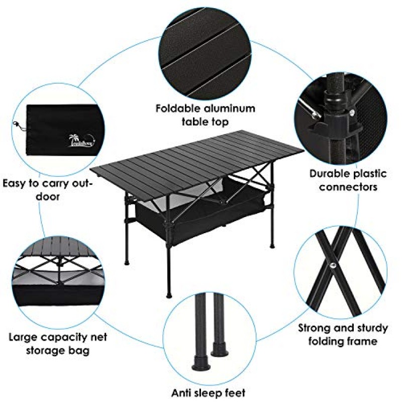 LEADALLWAY 접이식 캠핑 테이블, 대용량 수납 및 운반용 가방 47(L) x22(W)