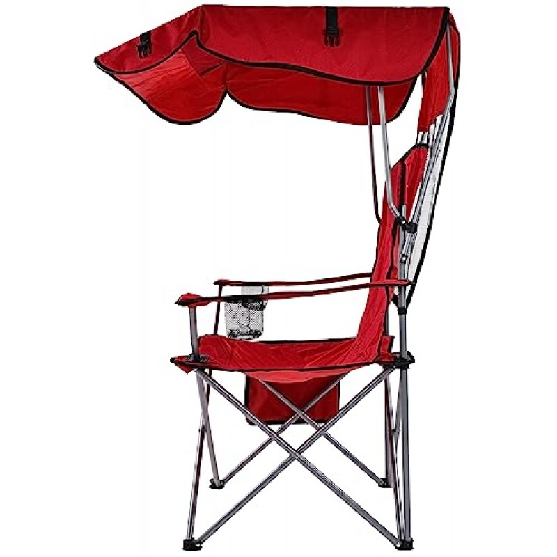 Elevon 캐노피 의자 접이식 캠핑 안락의자 지지대, 휴대용 가방 포함, 버건디