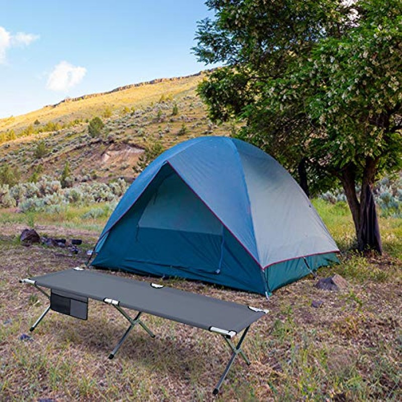 Homevibes 접이식 경량 침대 & 휴대용 캠핑 침대(캐리백 포함) 성인용 하이킹 수렵 여행, 블루 블랙 그린 베이지 그레이