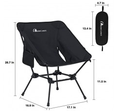 MOON LENCE 캠핑 의자, 사이드 포켓이 있는 소형 배낭 의자 잔디 의자 하이킹 및 해변 및 낚시를 위한 휴대용 경량 헤비 듀티 소형 접이식 의자