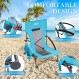 DIFY 접이식 해변 의자 2팩, 보관 가방과 컵 홀더가 포함된 경량, 편안하고 휴대 가능, 휴대 또는 배낭용, 야외 활동, 캠핑, 해변, 이벤트용 낮은 해변 의자. (파란색)