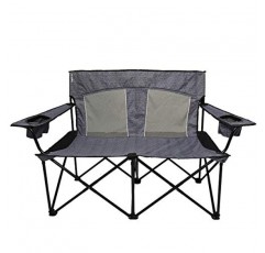 키자로 2인용 듀오 캠핑 의자 듀오 접이식 캠프 의자, 2인용 캠핑 소파, 대형 캠핑 러브시트, 튼튼한 캠핑 의자, 휴대용 캠핑 의자(할렛 피크 그레이)