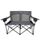 키자로 2인용 듀오 캠핑 의자 듀오 접이식 캠프 의자, 2인용 캠핑 소파, 대형 캠핑 러브시트, 튼튼한 캠핑 의자, 휴대용 캠핑 의자(할렛 피크 그레이)