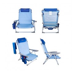 #WEJOY 알루미늄 경량 4위치 비치 의자, 야외 캠핑 잔디밭용 캐리 스트랩 컵 홀더 포켓 팔걸이 머리 받침이 있는 성인용 리클라이닝 로우 접이식 비치 의자(블루)