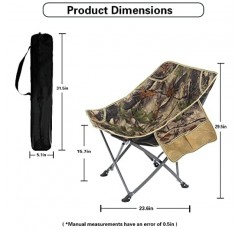 QUYUAN 접이식 캠핑 의자 야외 하이킹 낚시 캠핑(위장)을 위한 컵 홀더가 있는 통기성 편안한 달 의자