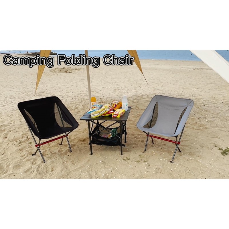 휴대용 접이식 배낭 의자, 보관 가방이 있는 소형 캠핑 접이식 의자, 캠핑, 바베큐, 하이킹, 해변, 잔디밭에 적합, 330lbs 지원(검은색)
