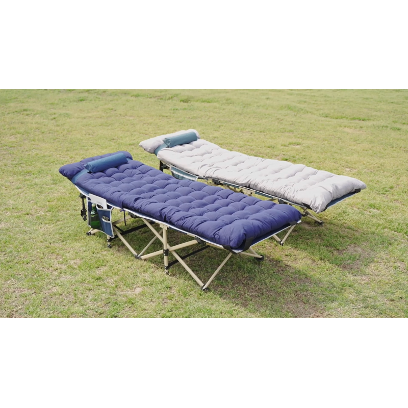 캠핑 침대, WGOS 접이식 캠핑 침대 매트리스, 휴대용 가방, 베개 및 측면 메쉬 홀더가 포함된 성인용 접이식 침대는 실내 및 실외용으로 최대 500Lbs의 무게를 견딜 수 있습니다(네이비블루 1팩)