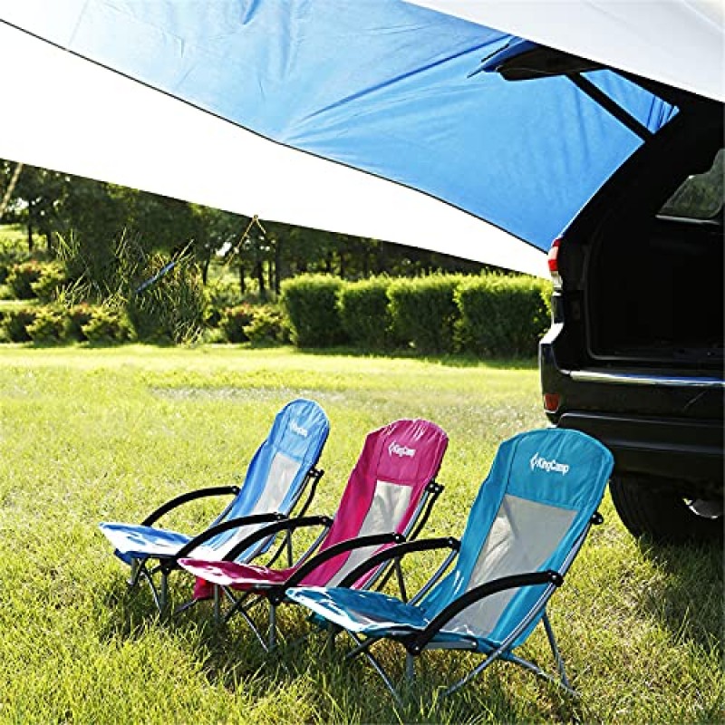 KingCamp 낮은 좌석 해변용 의자, 컵 홀더가 있는 야외 캠핑 접이식 의자, 다크로즈