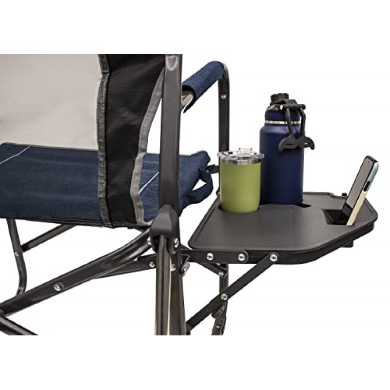 GCI 야외 프리스타일 로커 휴대용 접이식 흔들 의자, 사이드 테이블이 있는 야외 캠핑 의자