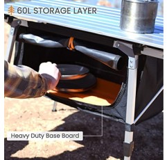 HEYTRIP 접이식 캠핑 테이블(보관 가방 포함) 롤업 알루미늄 휴대용 비치 테이블 조절 가능한 높이 피크닉 테이블, 회색