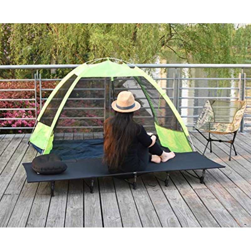 MARCHWAY 초경량 접이식 텐트 캠핑 침대, 야외 여행, 베이스 캠프, 하이킹, 등산, 경량 배낭 여행을 위한 휴대용 컴팩트(블랙)