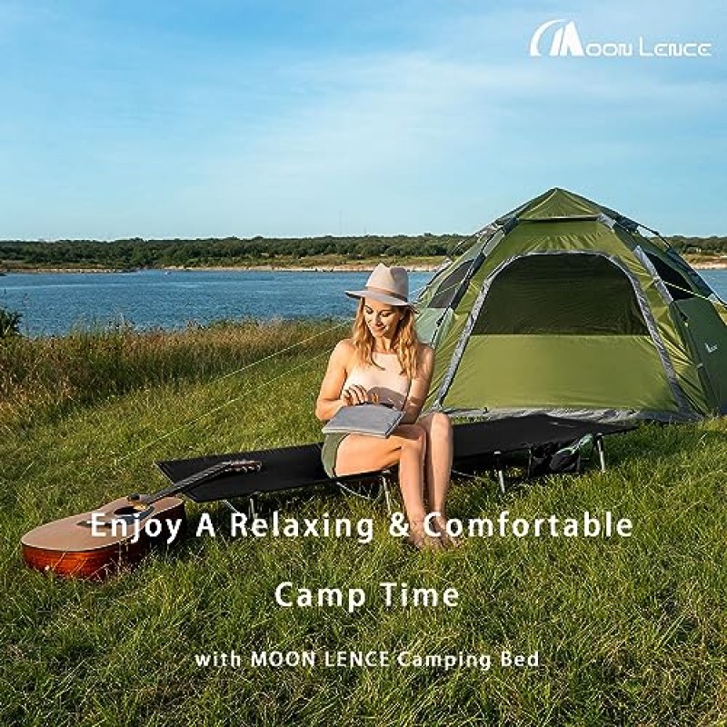 MOON LENCE 경량 접이식 캠핑 침대, 여행용 캐리 백이 있는 휴대용 캠핑 침대 하이킹 배낭 자동차 캠핑 해변