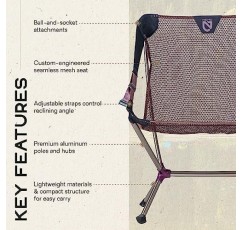 NEMO Moonlite 리클라이닝 캠프 의자 | 조절 및 접이식 옵션을 갖춘 휴대용 배낭 및 캠핑 의자, 허클베리