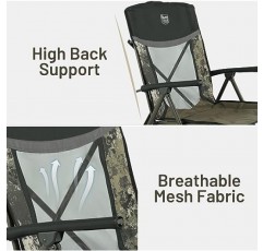 TIMBER RIDGE 헤비 듀티 접이식 패딩 하드 암 및 컵 홀더 잔디밭, 해변용 접이식 야외 라운지 의자, 최대 300lbs 지원, Camo