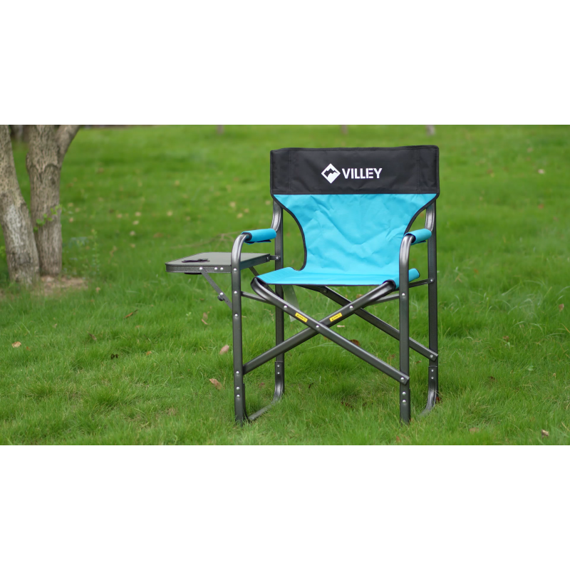 VILLEY 헤비 듀티 디렉터 의자, 접이식 캠핑 의자, 휴대용 접이식 의자, 캠프 테일게이팅 잔디 피크닉 낚시 해변용, 350 LBS 지원, 녹색