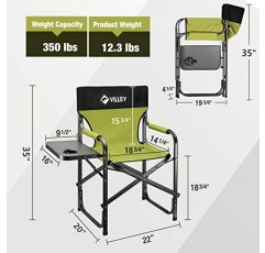 VILLEY 헤비 듀티 디렉터 의자, 접이식 캠핑 의자, 휴대용 접이식 의자, 캠프 테일게이팅 잔디 피크닉 낚시 해변용, 350 LBS 지원, 녹색