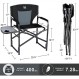 TIMBER RIDGE 경량 대형 캠핑 의자, 야외 캠핑, 잔디밭, 피크닉 및 낚시를 위한 사이드 테이블이 있는 휴대용 알루미늄 감독 의자, 400lbs 지원(검은색) 이상적인 선물