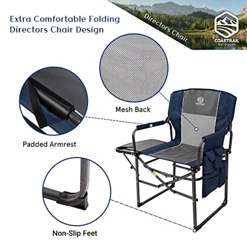 Coastrail 야외 접이식 캠핑 의자 하이백 패딩 잔디 의자