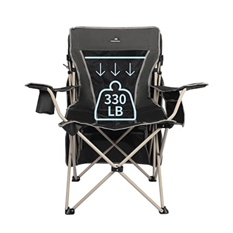 캠핑 브라더스 그늘막 캐노피가 있는 캠핑 의자 - 야외용 접이식 파티오 의자 - 접이식 차양, 컵 홀더, 측면 포켓 포함(아미 그린)