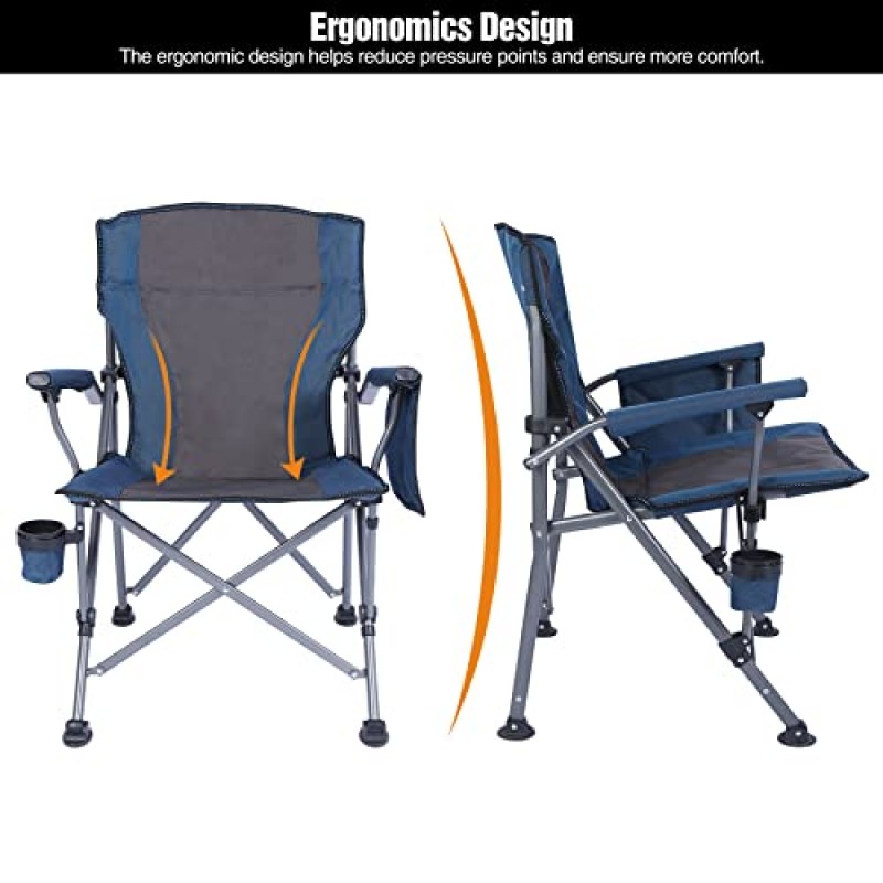 REDCAMP 성인용 대형 접이식 캠핑 의자 헤비 듀티 250/300/330lb, 견고한 강철 프레임 야외 캠프 의자 높은 등받이와 컵 홀더가 있는 휴대용 잔디 의자…