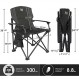 TIMBER RIDGE 접이식 캠핑 의자(패딩 처리된 단단한 팔걸이 및 컵 홀더 포함)-야외, 캠프, 낚시, 하이킹, 잔디밭용, 휴대용 가방 포함, 알루미늄, 검정색