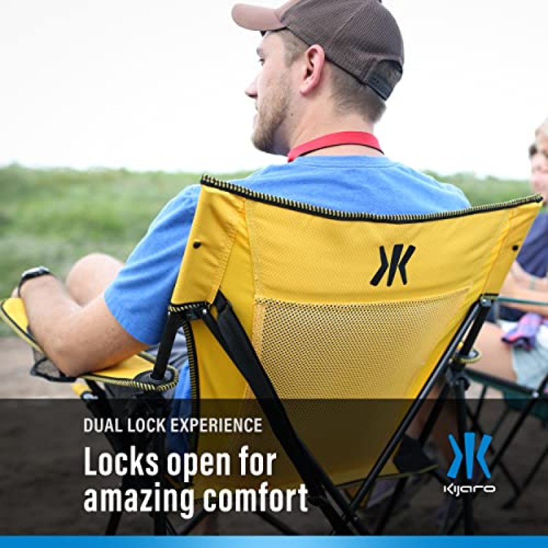 Kijaro XXL 이중 잠금 휴대용 캠핑 의자 - 최대 400lbs 지원 - 다용도 접이식 의자, 스포츠 의자, 야외 의자 및 잔디 의자로 야외 활동 즐기기