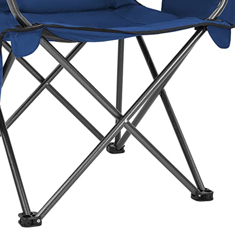 KingCamp 대형 헤비 듀티 캠핑 의자 2팩, 패딩 처리된 소형 접이식 휴대용 의자, 쿨러 컵 홀더 포함 야외 스포츠용 사이드 포켓 ​​잔디밭 뒷마당 배낭 300lbs 지원, 파란색