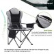 무거운 사람들을 위한 Aohanoi 캠핑 의자, 실외용 접이식 의자 컵 홀더 및 쿨러백이 포함된 야외 접이식 의자, 최대 300lbs를 지원하는 캠프 의자(1 PC, 검정색)