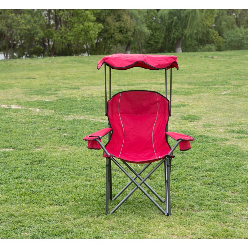 ALPHA CAMP 그늘 캐노피가 있는 대형 캠핑 의자, 컵 홀더가 있는 접이식 잔디 의자, 하이킹 여행 해변 낚시를 위한 캠핑 라운지 의자
