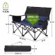 Aohanoi 캠핑 의자, 무거운 사람들을 위한 캠핑 의자, 성인을 위한 매우 넓은 좌석을 갖춘 Loveseat 야외 이중 대형 캠핑 의자, 최대 500 LBS x2까지 지원하는 접이식 의자, 네이비 블루