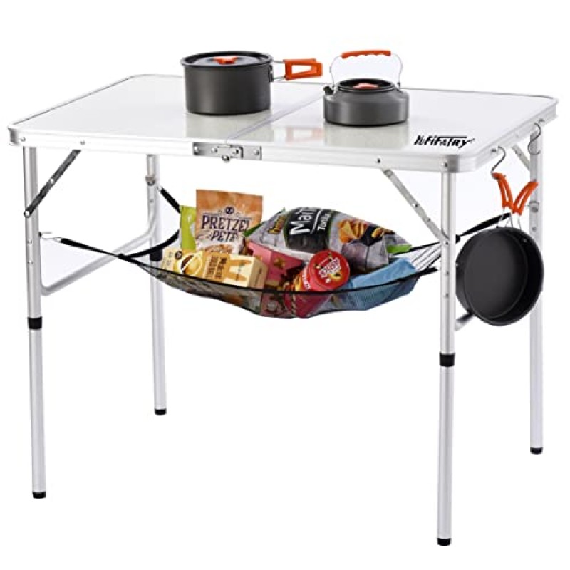 접이식 캠핑 테이블, 높이 조절이 가능한 다리가 있는 36'L x24'W 캠프 알루미늄 테이블, 캠프 피크닉 해변 바비큐 요리를 위한 실내 실외 경량 휴대용 접이식 식탁 3Ft(2 높이 15