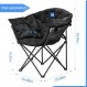 WUROMISE 대형 패딩 문 레저 캠핑, 야외, 정원, 파티용 운반 가방이 있는 휴대용 안정적이고 편안한 접이식 의자, 330LBS 지원, 검정색(회색)
