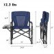 KABOER 업그레이드된 대형 디렉터 의자, 휴대용 접이식 의자 야외, 잔디밭, 스포츠, 낚시, 피크닉, 헤비 듀티 캠핑 의자를 위한 사이드 테이블이 있는 캠핑 디렉터 의자 400lbs 지원(파란색)